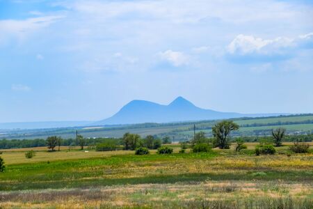 Two-humped mountain in the Caucasus. the beginning of the Caucasian mountains in the Stavropol region.の写真素材