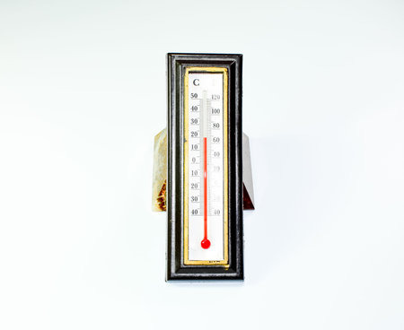 Alcohol thermometer in the frame. Red scale thermometer.の写真素材