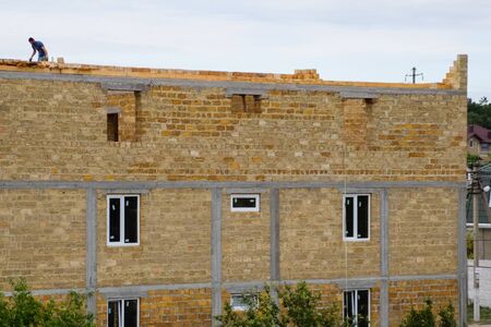 Limestone limestone houses. Building material is limestone.の写真素材