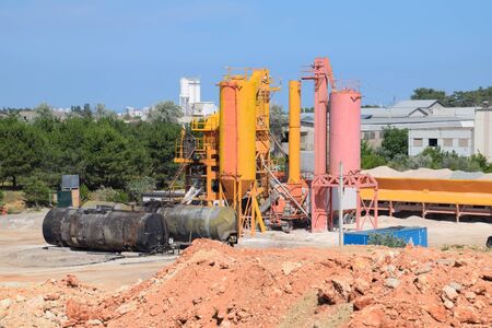The factory is a whee. Mixing concrete for mixers. Concrete production.の写真素材