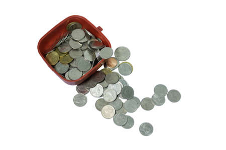 thai money and red box in isolatedの写真素材