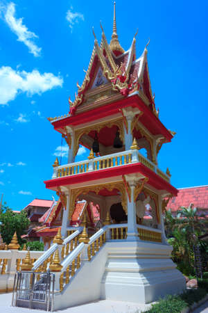 thai Buddhism temple and blue skyの写真素材