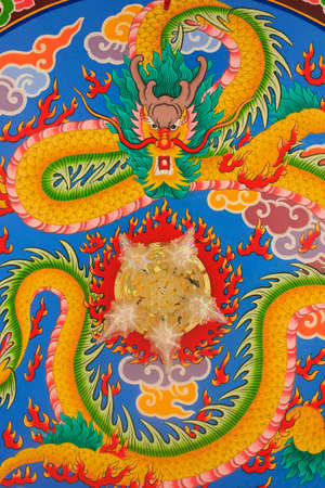 The chinese dragon wall paintingsの写真素材