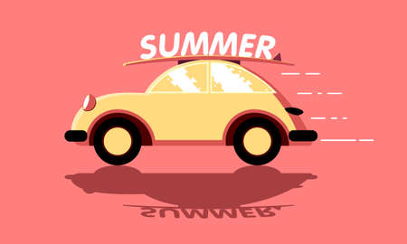 Symmer time with carのイラスト素材