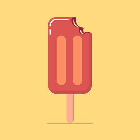 Ice cream on a stick bitten in a flat styleのイラスト素材