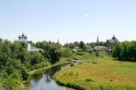 View of the Kamenka river, Russia, Suzdalの写真素材