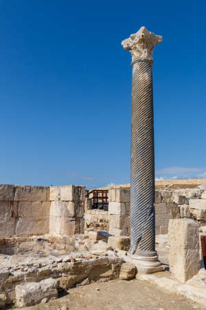 Carved stone column of the ancient city, Cyprus, Kourionの写真素材