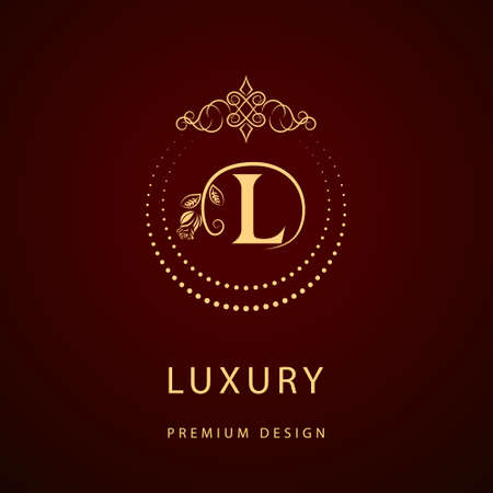 Illustration for Vector illustration of Monogram design elements, graceful template. Calligraphic elegant line art logo design. Letter emblem sign L for Royalty, business card, Boutique, Hotel, Restaurant, Cafe, Jewelry - Royalty Free Image