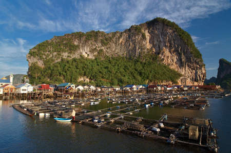 Fisherman village at Panyi island, Phang-nga, Thailandの写真素材