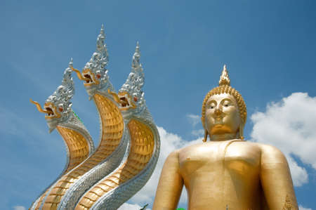 Big Buddha at Muang temple, Angthong, Thailandの写真素材