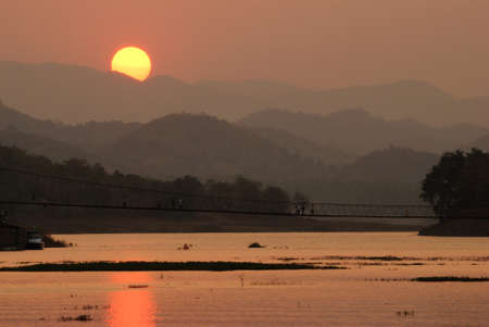 Sunset at Keangkrachan damの写真素材