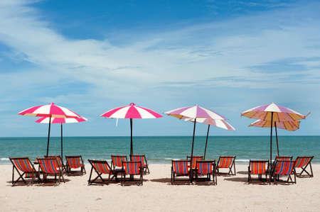 Recline chair on the beachの写真素材