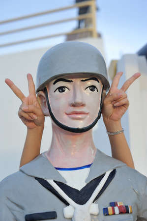 Soldier statue with be pretentious at Sattahip Thailandの写真素材