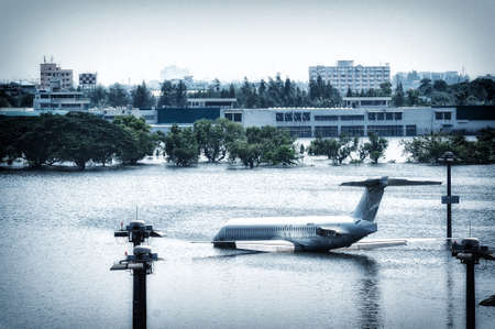 Big disaster flood in Bangkok, Thailand, Nov 9 2011のeditorial素材