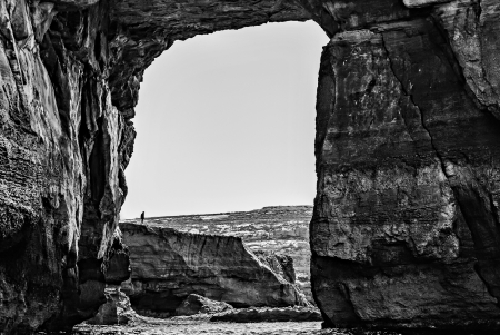 Amazing natural arch in Maltaの写真素材