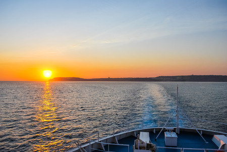 Beautiful sunset from the shipの写真素材