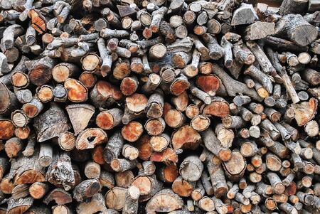 Background of stacked woodの写真素材