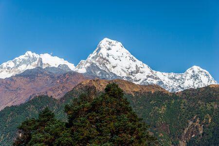 Annapurna Mountain Range in Nepalの写真素材