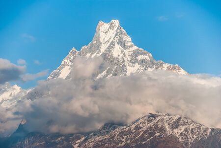 View of the Himalayan peak in Nepal Machhapuchreの写真素材