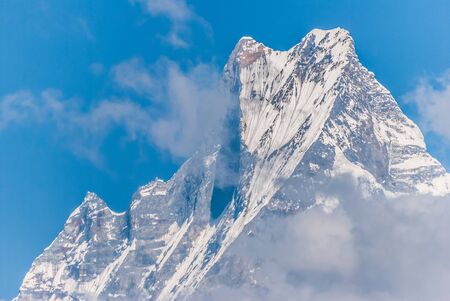 View of the Himalayan peak in Nepal Machhapuchreの写真素材