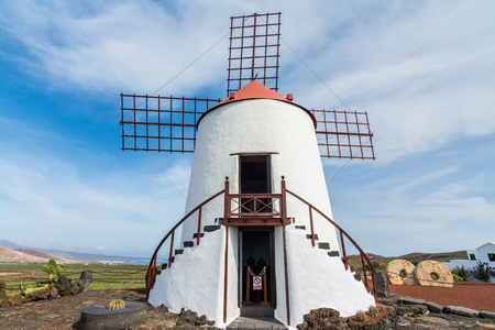 Traditional windmill in Lanzarote, Canary Islands, Spainの写真素材