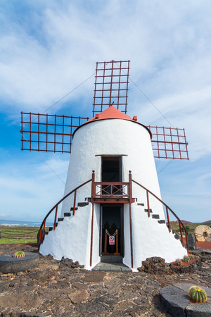 Traditional windmill in Lanzarote, Canary Islands, Spainの写真素材