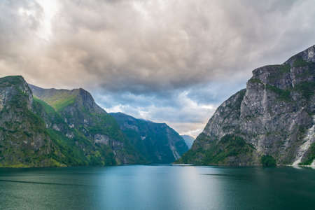 Nice sunrise in the Norwegian fjordsの写真素材