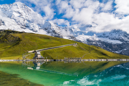 Spectacular view of Swiss alps Reflected in the lakeの写真素材