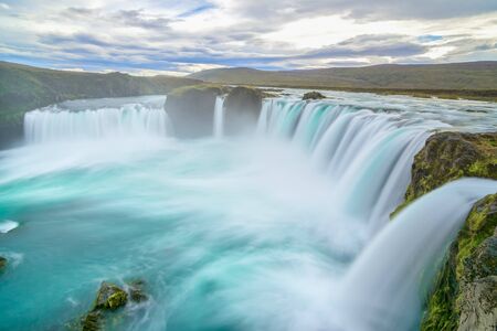 View of amazing Godafoss waterfall in Icelandの写真素材