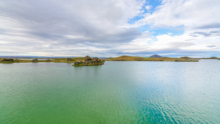 Amazing lava rock formations at Myvatn lake, Icelandの写真素材
