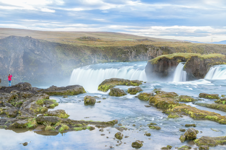 View of amazing Godafoss waterfall in Icelandの写真素材