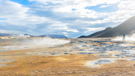 Amazing Namafjall Geothermal Area, Hverir, Icelandの写真素材