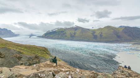 Beautiful view of Svinafellsjokull Glacier in Skaftafell National Park, Icelandの写真素材