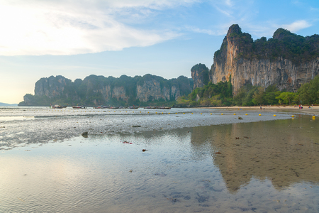 Amazing Railay beach at sunset, Krabi, Thailandの写真素材