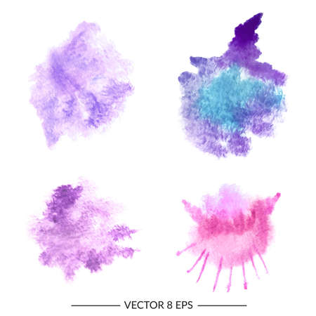 Set of abstract vector watercolor blots isolated on white background.のイラスト素材