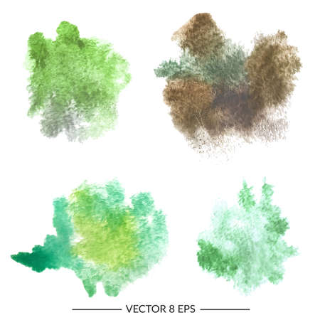 Set of abstract vector watercolor blots isolated on white background.のイラスト素材