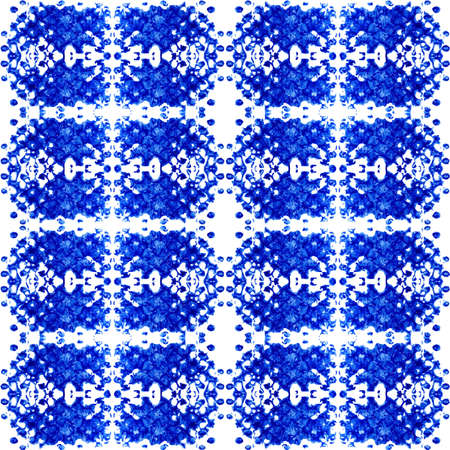 Hand drawn vector seamless pattern. Watercolor indigo pattern for design, textile, wallpaper, decoration, wrapping paper and other.のイラスト素材