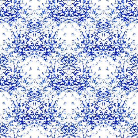 Hand drawn vector seamless pattern. Watercolor indigo pattern for design, textile, wallpaper, decoration, wrapping paper and other.のイラスト素材