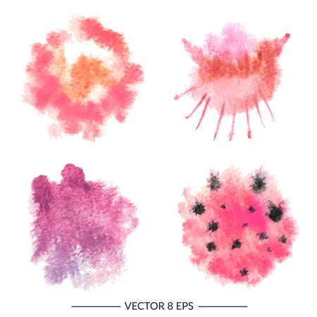 Set of abstract vector watercolor blots isolated on white background. Hand drawn watercolor blots for your creativity.のイラスト素材