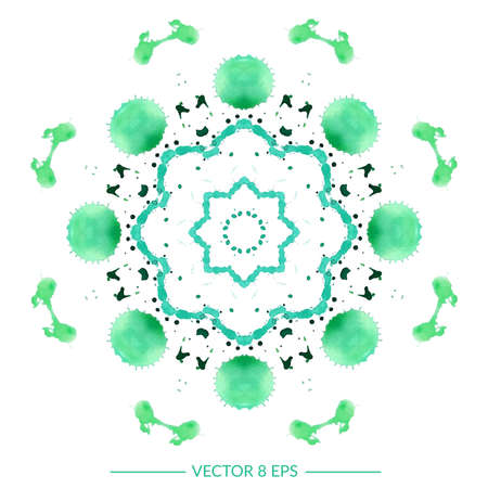 Vector hand drawn watercolor mandala pattern. Beautiful gentle geometric colorful watercolor mandala for invitations, postcards, business cards and others.のイラスト素材