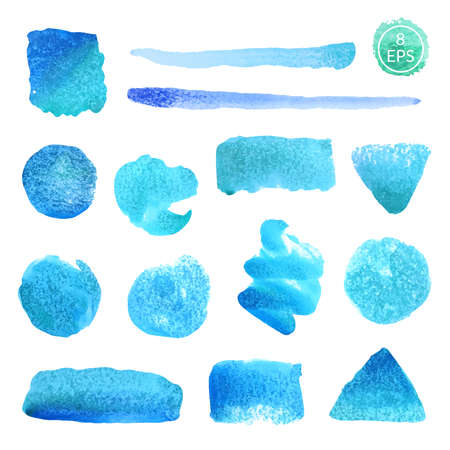 Vector. Set of hand drawn watercolor shapes isolated on white background for your design.のイラスト素材