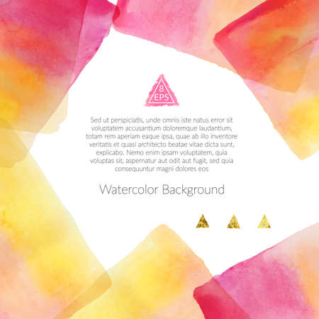 Vector. Background with hand drawn watercolor elements. Handmade watercolor rectangle with multiply effect isolated on white background. Ready to print big background.のイラスト素材