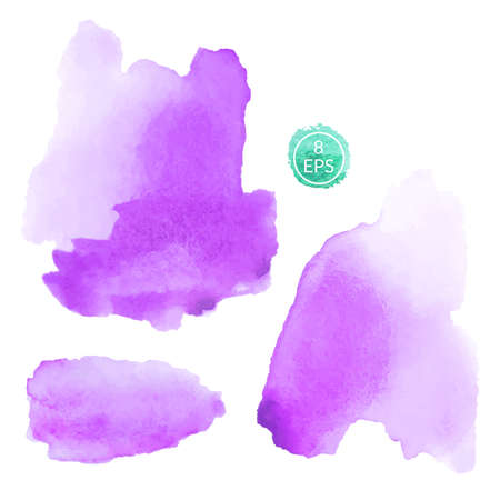 Vector. Set of watercolor blots isolated on white background. Colorful hand drawn watercolor blots for your design.のイラスト素材