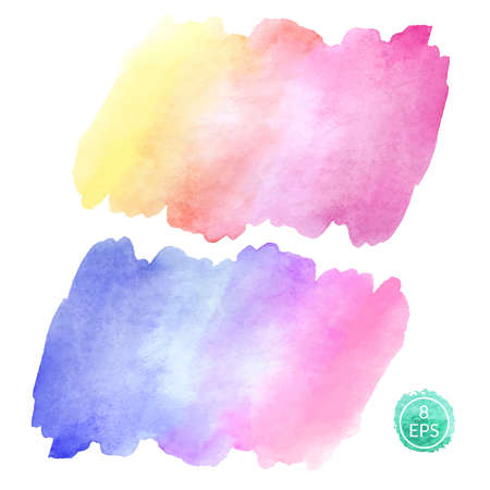 Vector. Set of watercolor blots isolated on white background. Colorful hand drawn watercolor blots for your design.のイラスト素材