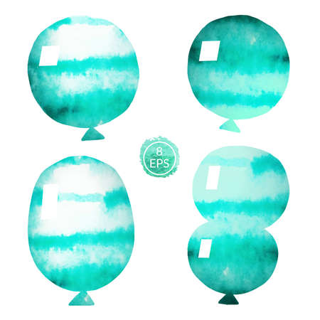 Vector. Set of watercolor balloons isolated on white background.のイラスト素材