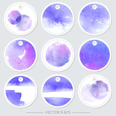 Vector. Set of tags with watercolor textures. Set of tags for design, corporative style, business cards, invitations.のイラスト素材
