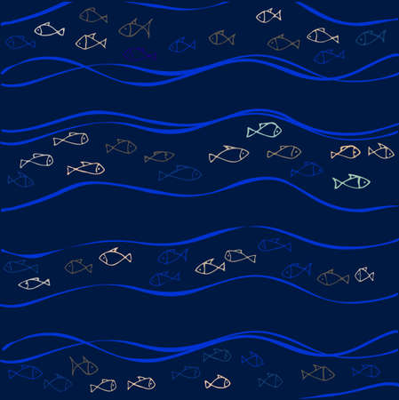 Funny cartoon seamless pattern with lighting fishのイラスト素材