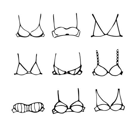 Silhoutte of Different types of brasのイラスト素材