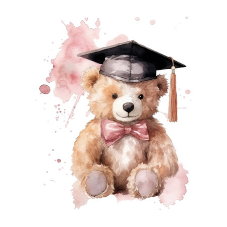 Cute Teddy Bear With Graduation Hatの素材
