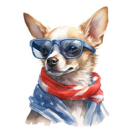 Chihuahua Wearing American Flag Scarfの素材